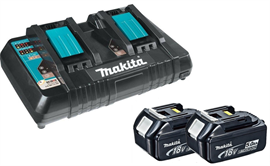 Makita Batteri 2 stk. BL1850B 18v 5.0ah, Lader