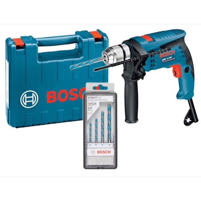 Bosch slagboremaskine 230V GSB 13 RE 230V i kuffert + borsæt