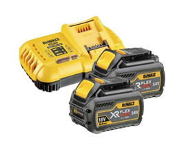 DeWALT FLEXVOLT 18-54V 6.0 ah Li-ion batterisæt med 2 x akku og oplader DCB118T2-QW