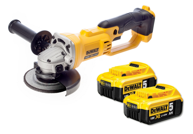 Dewalt 18V DCG412P2 T-stack kit m. 2 x 5.0 batterier