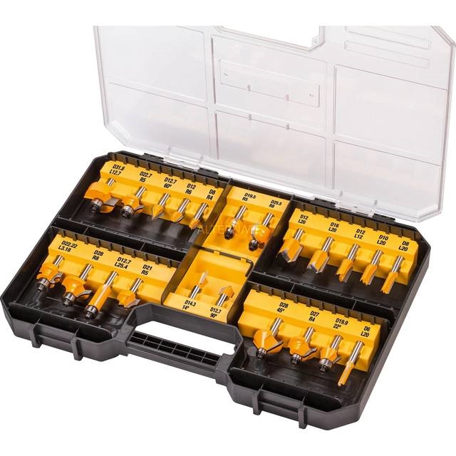 Dewalt fræsejern 8mm DT90017-QZ, 22 dele.