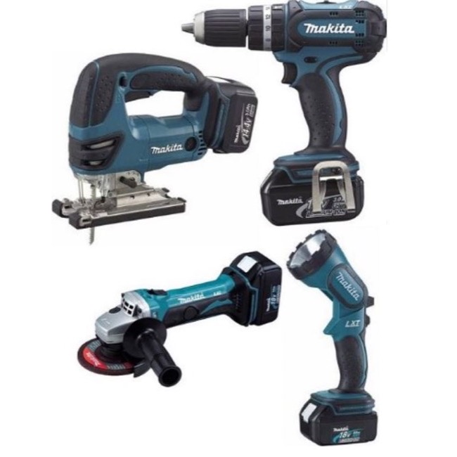 Makita LXT 18 volt 4 dels luksus Littium-Ion  sæt  med 2x 3.0Ah 