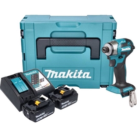 Makita LXT 18V kulløs slag-skruemaskine DTD173RTJ, komplet kit.