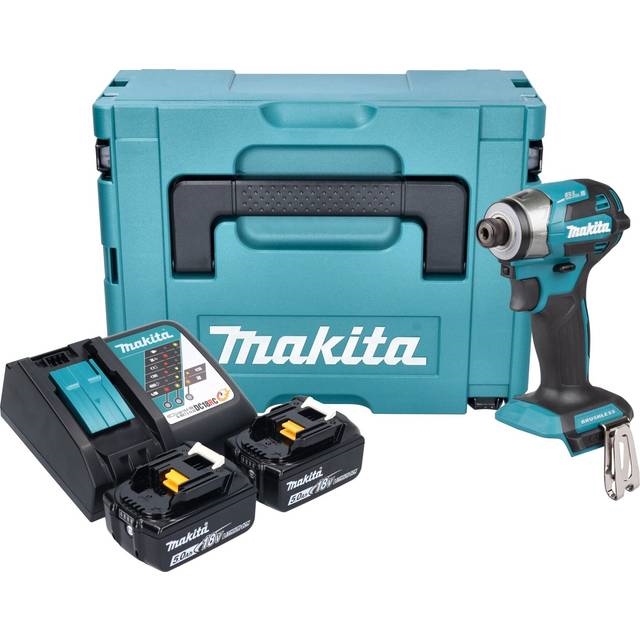Makita LXT 18V kulløs slag-skruemaskine DTD173RTJ, komplet kit.