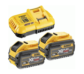 DeWALT FLEXVOLT 18-54V 9.0 ah Li-ion batterisæt med 2 x akku og oplader DCB118X2-QW