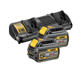 DeWALT FLEXVOLT 18-54V 6.0 ah Li-ion batterisæt med 2 x akku og dobbeltoplader DCB132T2-XE