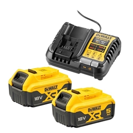 DeWALT batteri og oplader sæt m. 2 x 18v 5,0ah batterier XR DCB1104P2 