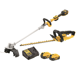 DeWALT 18V XR Li-ion havesæt DCMST561HT-QW, med batterier og oplader.