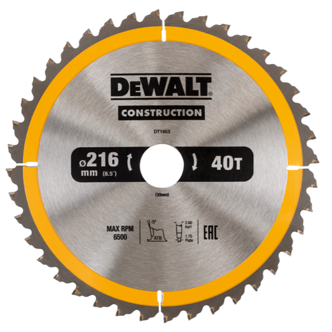 Dewalt klinge 216 mm x 30mm (hul) 40T S30