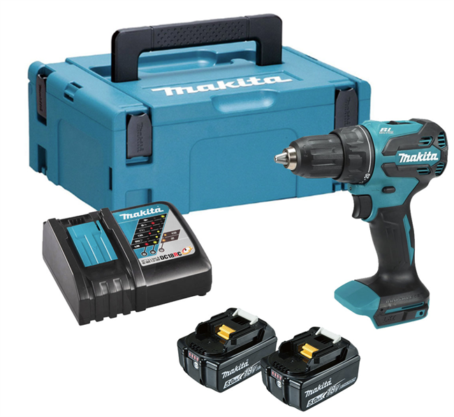 Makita DHP490RTJ 18V Li-Ion KULLØS Slag/bore/skrue , komplet kit