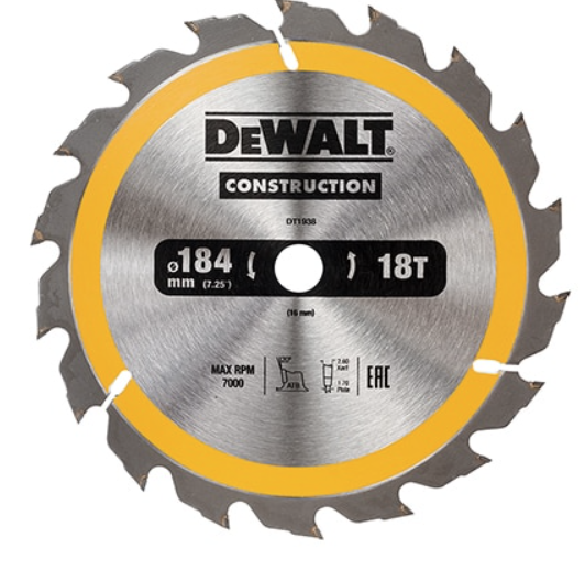 Dewalt klinge 184 mm x 16 mm (hul) 18T