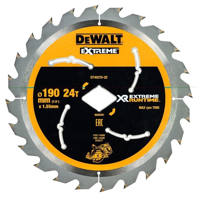 Dewalt  klinge 190mm 24T Diamant centerthul