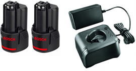 Bosch batterier 2 stk 12v 2,0ah  samt oplader 12V original