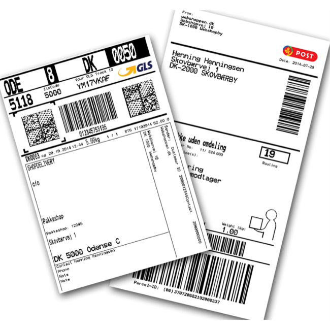 Label til returnering af vare  ( kunde køb af label) 