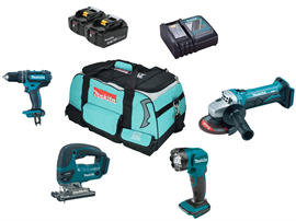 Makita LXT 18V  4 dels luksus Littium-Ion  sæt  med 2x 4.0Ah 