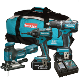 Makita 18V Li-ion kombisæt 3 dele m. 2 x 5.0 Ah batterier 