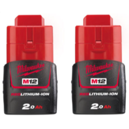 Milwaukee 12V Li-Ion batterier M12B2 2.0Ah 2 stk