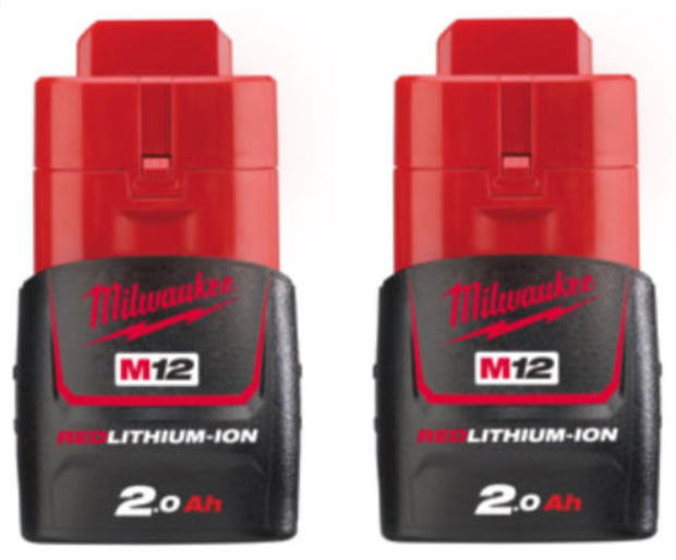 Milwaukee 12V Li-Ion batterier M12B2 2.0Ah 2 stk